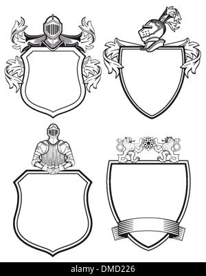 Knight shields et crêtes Illustration de Vecteur