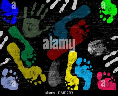 Abstract vector hand et foot prints Illustration de Vecteur