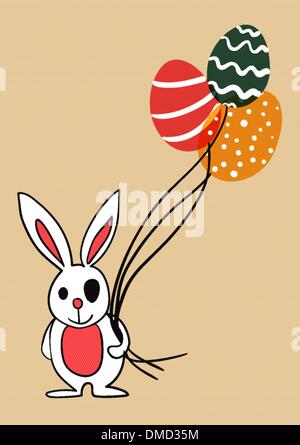 Lapin de Pâques avec les oeufs de ballon Illustration de Vecteur
