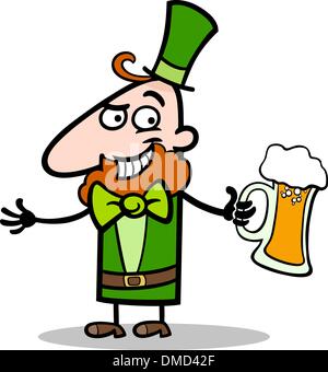 Leprechaun avec bière cartoon illustration Illustration de Vecteur