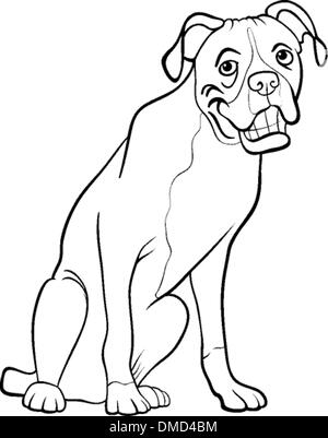 Boxer dog caricature pour Coloring Book Illustration de Vecteur