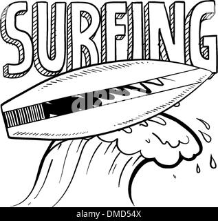 Croquis de surf Illustration de Vecteur