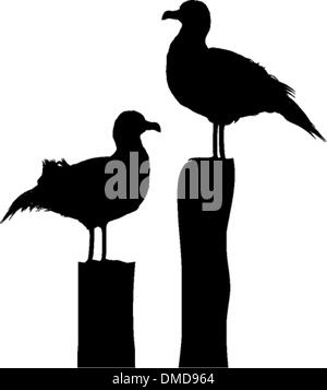 Sea Gull silhouettes Illustration de Vecteur