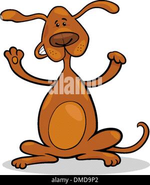 Happy dog caricature permanent ludique Illustration de Vecteur