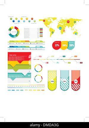 Carte du monde et des informations graphiques Illustration de Vecteur