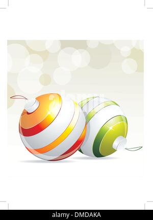 Boules de Noël avec des rubans suspendus Illustration de Vecteur