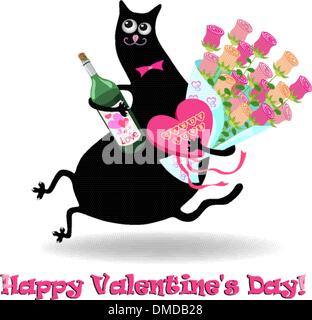 Carte de Saint-Valentin avec cat Illustration de Vecteur