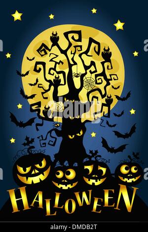 Carte Halloween heureux Illustration de Vecteur