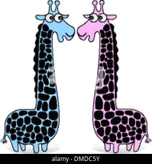 Les Girafes bleu et rose Illustration de Vecteur