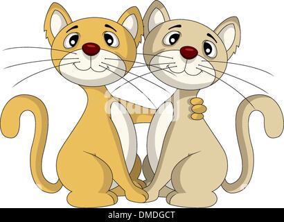 chat mignon couple Illustration de Vecteur