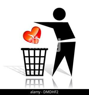 Signe de recyclage et cœur brisé Illustration de Vecteur