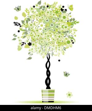 Arbre en pot de fleurs de printemps pour votre conception Illustration de Vecteur