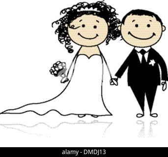 Cérémonie de mariage - mariés ensemble pour votre conception Illustration de Vecteur