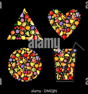 Les fruits de l'énergie - pyramide, coeur, cocktail, pour votre conception du châssis Illustration de Vecteur