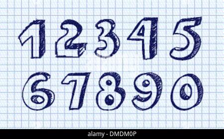 Numéros de vecteur dessiné à la main Illustration de Vecteur