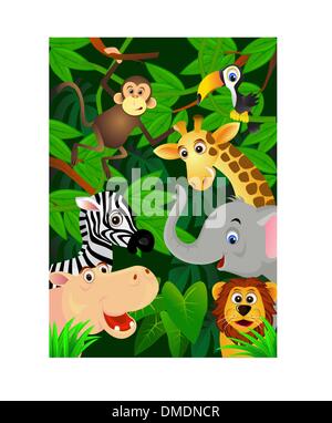 Les animaux sauvages dans la jungle Illustration de Vecteur