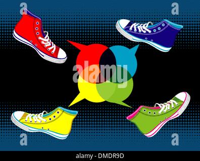 Adolescent sneakers social media Illustration de Vecteur