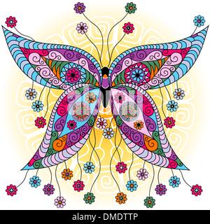 Fantasy spring vintage butterfly Illustration de Vecteur