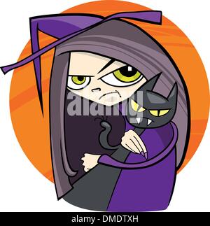 sorcière de la bande dessinée Illustration de Vecteur