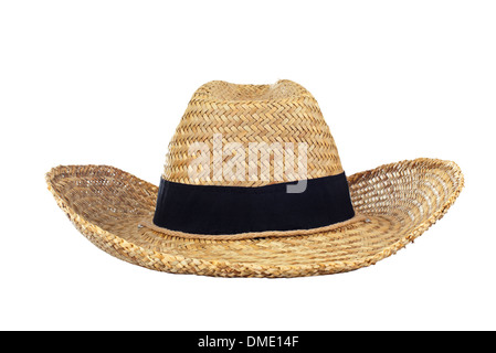Chapeau de paille isolé sur fond blanc Banque D'Images