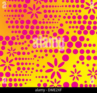 Fond jaune fleur point rose vector art Illustration de Vecteur