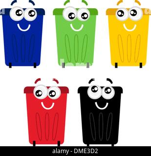 Corbeille colorée drôle de mascottes isolated on white Illustration de Vecteur