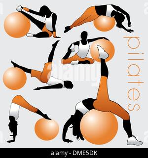 Jeu de silhouettes de Pilates Illustration de Vecteur