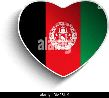 Autocollant Papier Coeur Drapeau Afghanistan Illustration de Vecteur