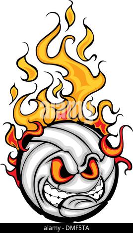 Volley-ball Ball Flaming Face Image vectorielle Illustration de Vecteur