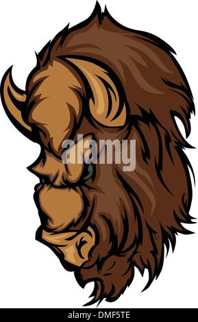 Les bisons de Buffalo Head Mascot Cartoon Illustration de Vecteur