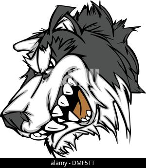 Mascotte chien husky de grondement Cartoon Vector Graphic Illustration de Vecteur