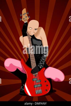 Vector illustration rock girl avec guitare Illustration de Vecteur