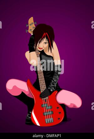 Vector illustration rock girl avec guitare Illustration de Vecteur