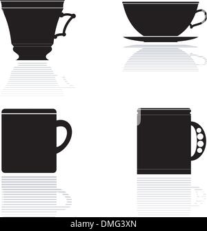 Jeu de silhouettes vecteur de tasses à thé Illustration de Vecteur