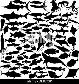 74 Silhouettes vecteur de poissons Illustration de Vecteur