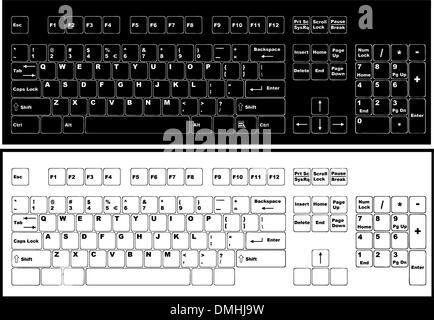 Clavier Noir et blanc Illustration de Vecteur