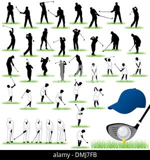 40 Silhouettes vecteur Golf détaillée set Illustration de Vecteur