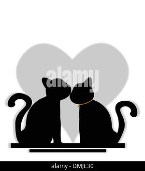 Cute cats in love Illustration de Vecteur