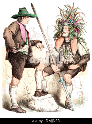 19e siècle XIX 1800 costume de la région de Merano Tyrol Banque D'Images