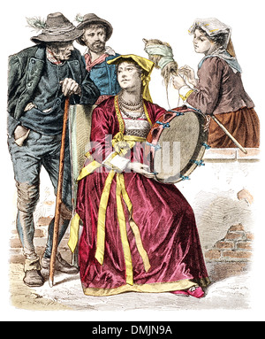 19e siècle XIX 1800 costumes traditionnels de la population locale à Germano Italie Banque D'Images
