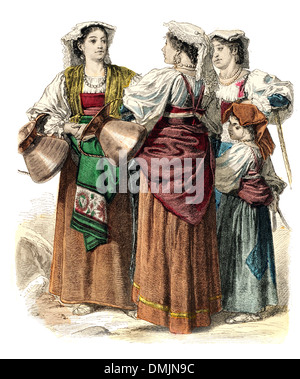 19e siècle XIX 1800 Le costume traditionnel des femmes locales à Rome Banque D'Images