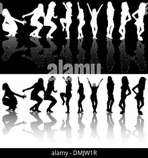 Dancing Girls Silhouettes Illustration de Vecteur