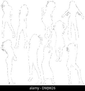 Dancing Girls Silhouettes Illustration de Vecteur