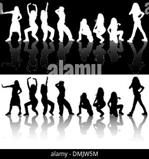 Dancing Girls Silhouettes Illustration de Vecteur