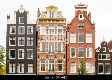 Les bâtiments traditionnels néerlandais, Amsterdam Banque D'Images