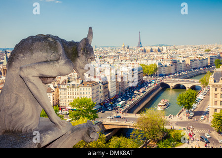 Gargouille sur la Cathédrale Notre-Dame Banque D'Images