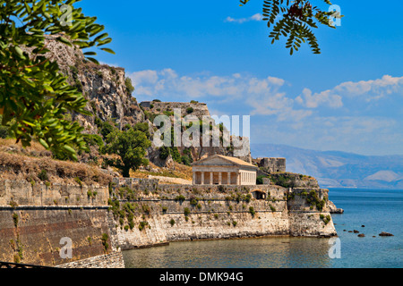 Vue sur le vieux château vénitien à l'île de Corfou en Grèce Banque D'Images