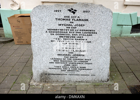 Pierre commémorative pour Thomas Flamank et Michael Joseph Banque D'Images