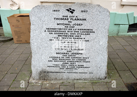 Pierre commémorative pour Thomas Flamank Michael Joseph Banque D'Images