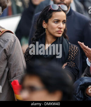 Delhi, Inde. Le 15 décembre 2013. Anoushka Shankar, musicien légendaire Ravi Shankars fille. La communauté LGBT de New Delhi a observé une "journée de colère" et est sorti en très grand nombre pour protester contre la Cour suprême le 11 décembre 2013 décision rétablissant l'article 377 du Code pénal indien, il a fait de l'homosexualité une infraction pénale. Credit : Jiti Chadha/Alamy Live News Banque D'Images